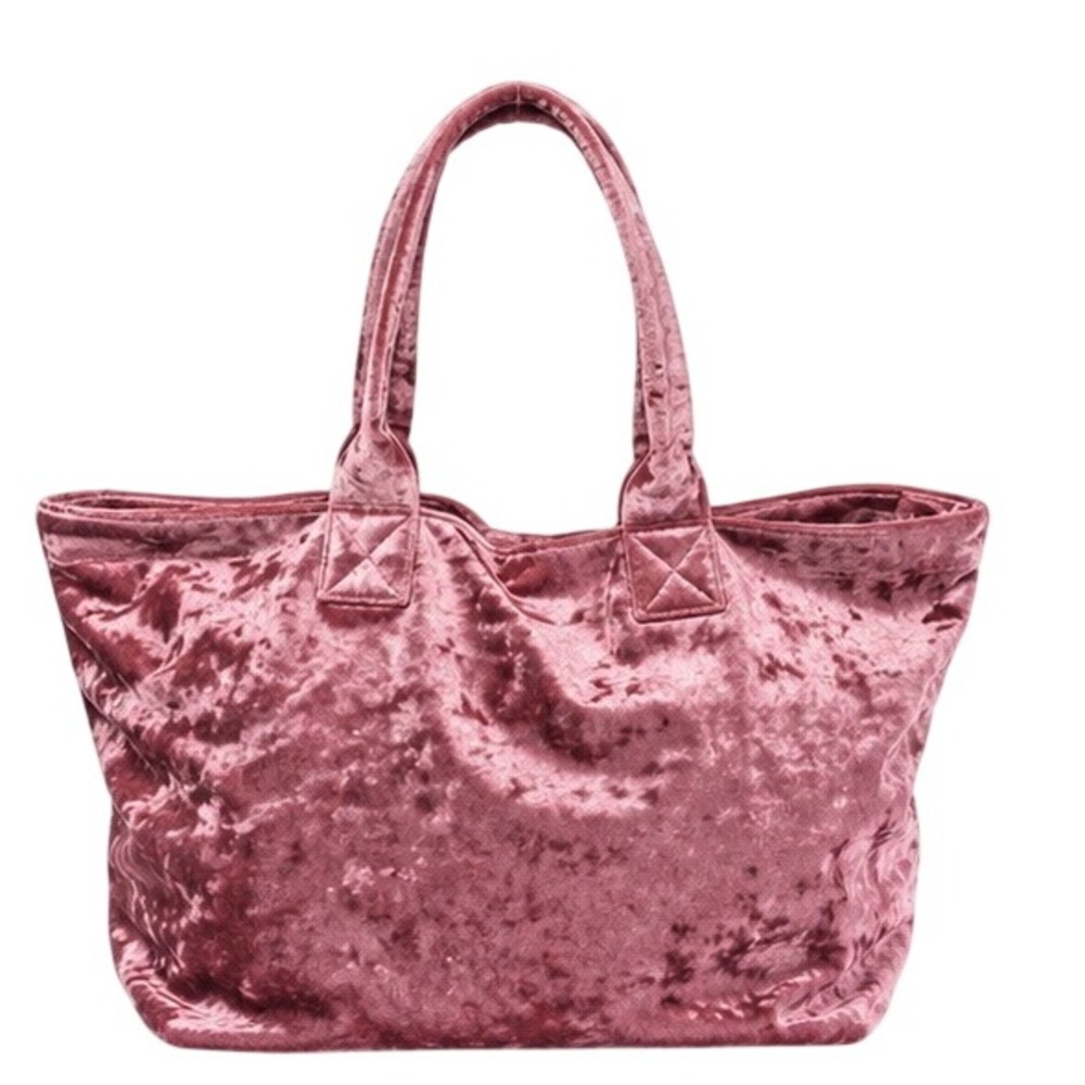 Tabitha Webb Tote Bag Large Crushed Velvet Dusty Rose Pink Shoulder Hobo Bag